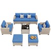 XIZZI All-Weather Rattan Furniture, Sectional Sets w/ Optional Solar Light-Up Coffee Table & Ottoman, Choose 6-9pc Configs in 8 Fade Resistant Colors - 2 of 4