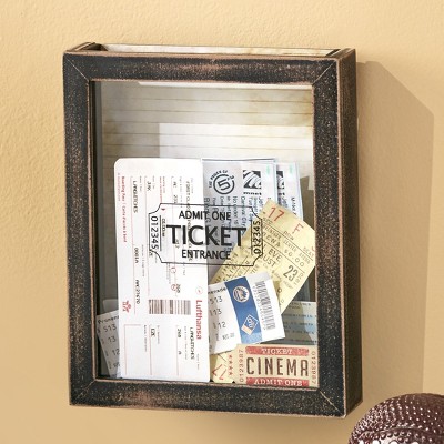 Lakeside Memento Ticket Box Wall Hanging Holder - Framed Keepsake Decoration