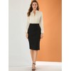 INSPIRE CHIC Women's Ruffled Stand Collar Long Sleeve Button Elegant Satin Shirt - 2 of 4
