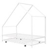 Sapphtopaz Floor House Bed Frame for Kid with Roof Design Platform Bed with Metal Frame for Kids Bedroom, Playroom, Nursery - 2 of 4