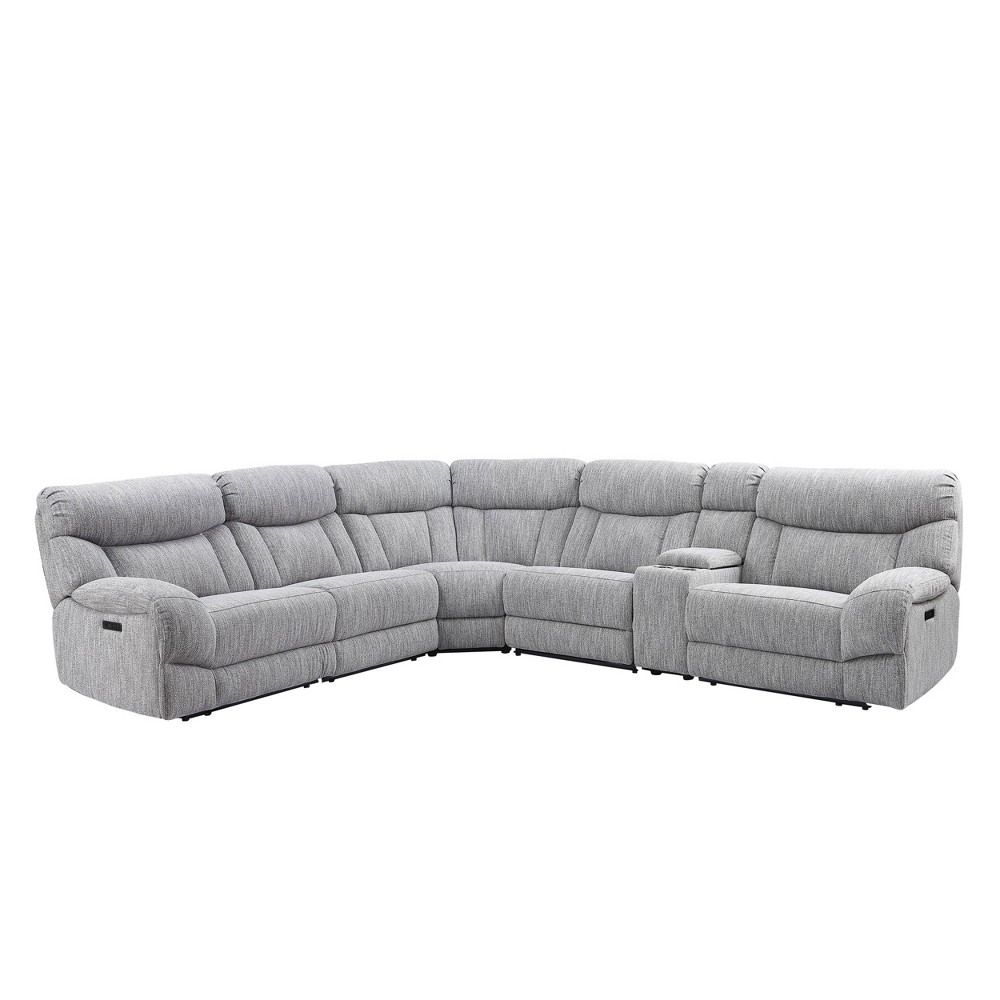 Photos - Sofa 6pc Park City Dual Power Reclining Sectional Sofas Gray - Steve Silver Co.