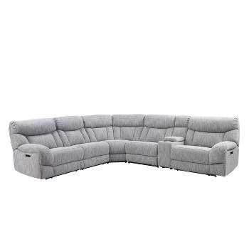 6pc Park City Dual Power Reclining Sectional Sofas Gray - Steve Silver Co.
