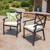 Modern Aluminum Patio Dining Arm Chairs Set of 2,X Back Outdoor Kitchen Dining Room Chairs with Cushions,Garden Dining Armchair-Coolbibila - 2 of 4
