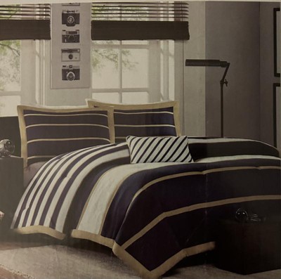 Navy Cody Comforter Set Bold shops stripe