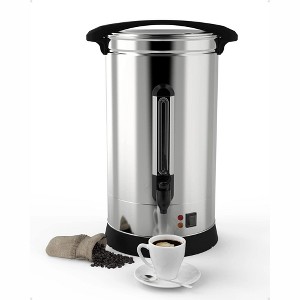 100-Cup Commercial Coffee Urn, Large Coffee Urn Perfect For Church, Meeting rooms, Lounges, and Other Large Gatherings -16 L, Silver - 1 of 4