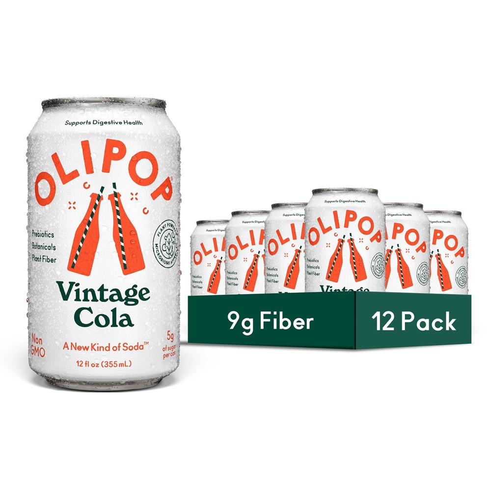 OLIPOP 9g Fiber Prebiotic Soda Vintage Cola - 12pk/ 12 fl oz Cans