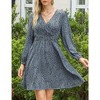 Women's Casual Long Sleeve Leopard Print Waist Wrap Dress - 2 of 4