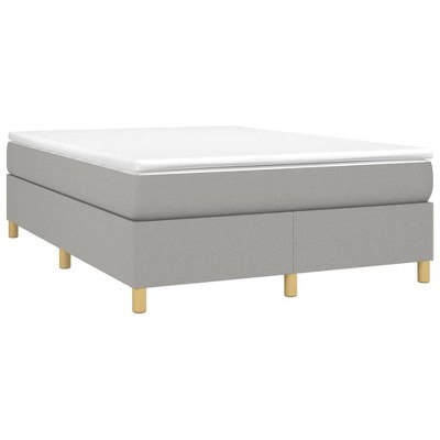 vidaXL Full Size Fabric Box Spring Bed Frame - Light Grey 76"x53.9"x13.8" - Modern Bedroom Furniture