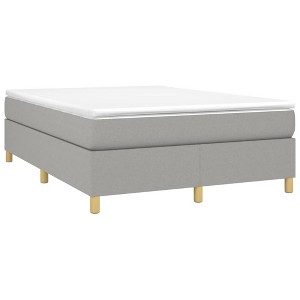 vidaXL Full Size Fabric Box Spring Bed Frame - Light Grey 76"x53.9"x13.8" - Modern Bedroom Furniture - 1 of 4