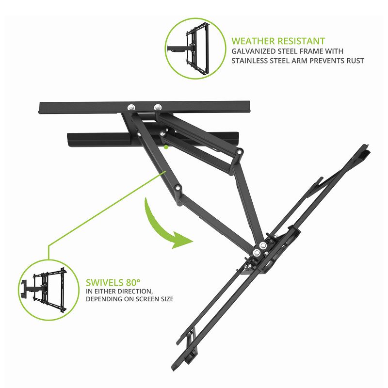 Kanto PDX650SG Stainless Steel Full-Motion Dual Stud Outdoor TV Mount for 37” - 75” TVs, 5 of 16