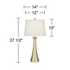 360 Lighting Karl 27 1/2" Tall Modern Table Lamps Set of 2 Full Range Dimmer USB Port Gold Metal Living Room Charging Bedroom Bedside White Shade - 4 of 4