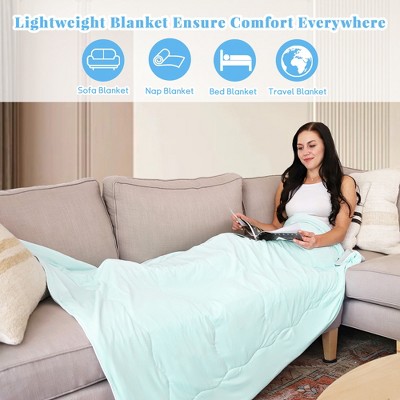 Aqua Reversible Cooling Blanket, Lightweight Summer Comforter, 50x60 inches