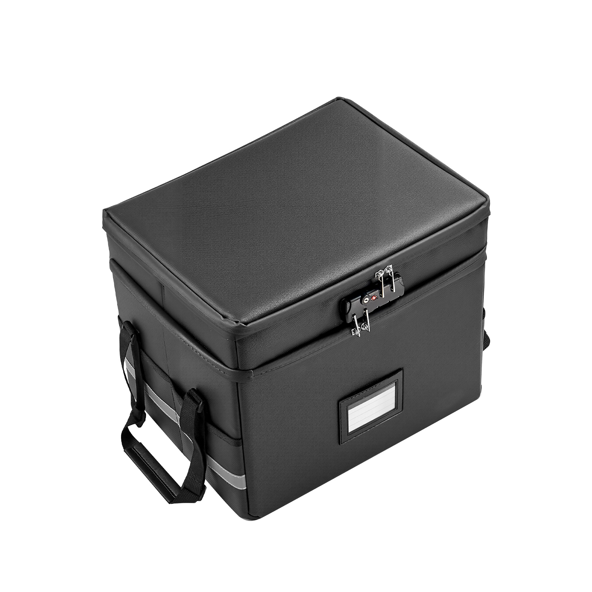 VEVOR Fireproof Document Box, 1832 ℉ Heat Insulated Fireproof & Waterproof Box with Lock, Portable Two-Layer File Storage Organizer, Black