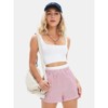 EXLURA Women's Stripe Print Exposed Boxer Shorts Elastic High Waisted Wide Leg Y2K Workout Gym Shorts - 3 of 4