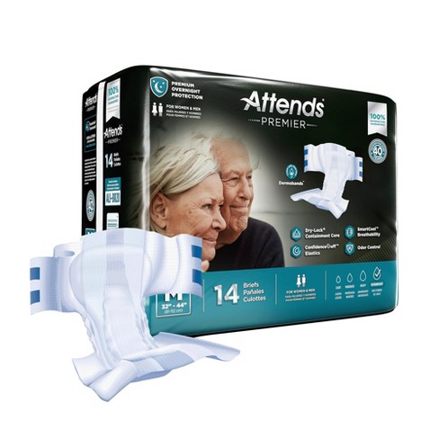 Attends Premier Incontinence Briefs, Overnight Protection, Unisex ...