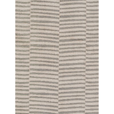 Xander Gray and White Striped Synthetic Runner Rug