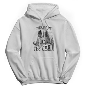 Rerun Island Men's Christmas Take Me To The Cabin Wood Long Sleeve Graphic Cotton Hoodie - 1 of 1