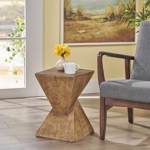 MOEPISY Patio End Table Hand Painted Natural - 1 of 4