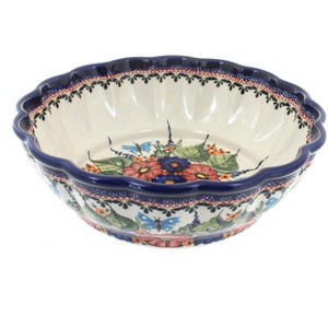Blue Rose Polish Pottery 1279 Zaklady Large Scallop Bowl - 1 of 1