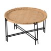 Dexmallle Farmhouse Round Wooden Round Coffee Table with Metal Legs - 4 of 4