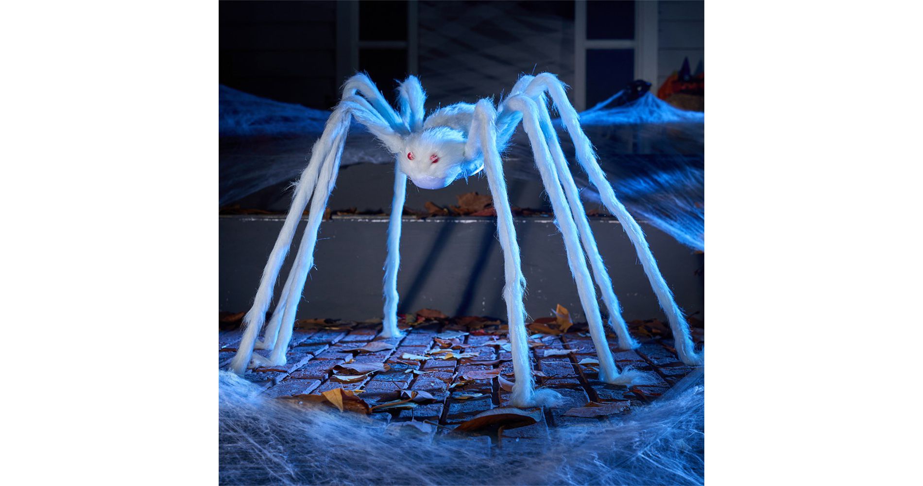 Joyfy 5Ft Halloween Giant Spider Outdoor Decorations, Spider Props for Yard Lawn Garden Halloween Decor and Haunted Houses Prop White