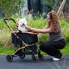 BENCMATE Pet Strollers Pet Stroller With Detachable Carrier Safety Belts Cushioned Mat And Weatherproof Canopy, Black, 28.5"*21.5"*38.4" - 2 of 4