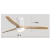 Modern Flush Mount Ceiling Fan 52'' Low Profile Ceiling Fan with Lights and Remote 3 Wood Blades Dimmable LED Reversible DC for Kitchen Bedroom - 4 of 4