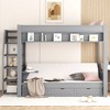 NicBex Full Size Bunk Bed Convertible Design Pine Frame Bed Frame with Storage Stairs, Drawers and Guardrails, No Box Spring Required - 2 of 4