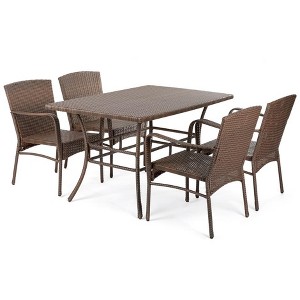 Jiallo Leisure Collection Outdoor Garden Patio Furniture 5PC Dining Set - 1 of 4
