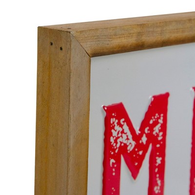 16" Wooden Framed Merry and Bright Metal Christmas Sign