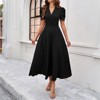 Coolmee Women's Formal Dress Summer Elegant Dresses A Line Casual V Neck Dress Short Sleeve Vacation Cocktail Dress - 3 of 4