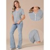 INSPIRE CHIC Women's Eyelet Stripe Summer V Neck Short Sleeve Knit Button Down Shirts - 2 of 4