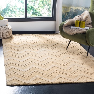 Handmade Dark Gold Wool Chevron Area Rug