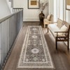 Faux Wool Boho Vintage Floral Printed Area Rug Machine Washable Foldable Ultra Thin Non Slip Stain Resistant Pet Friendly Carpet For Home Decor - 3 of 4