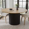 PexFix 52" Solid Wood Round Dining Table Kitchen Table for 4-6 with Tabletop & Concave Cylinder Legs for Living/Dining Room Coffee Office Natural - 2 of 4