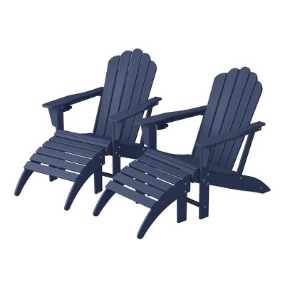 WestinTrends Highland 4-Piece Outdoor Patio HDPE Adirondack Chairs With Ottomans and Cup Holder Set