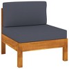 vidaXL Middle Sofas 2 pcs with Dark Gray Cushions Solid Acacia Wood - 2 of 4