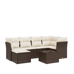 vidaXL Garden Sofa Set Brown - 1 of 4