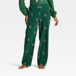 Women's Dalmatian Microfleece Holiday Matching Family Pajama Pants - Wondershop™ Green - 1 of 4