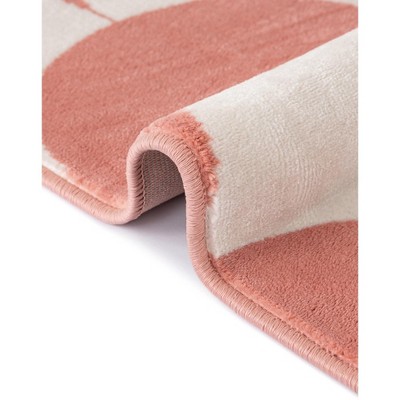 Soft Coral Pink and Ivory Abstract 8' x 10' Kids Rug