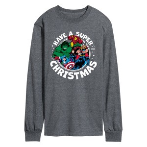 Men's - Marvel - Have A Super Christmas Avengers Long Sleeve Graphic T-Shirt - 1 of 3