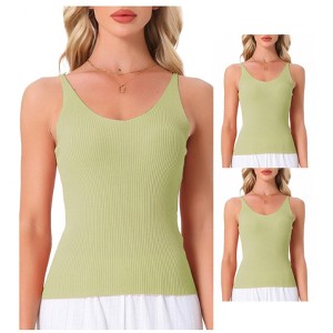 INSPIRE CHIC Womens 2 Pcs Loungewear Soft Cami Sleepshirts Pajama Shorts Sleeveless V-neck Tops - 1 of 4
