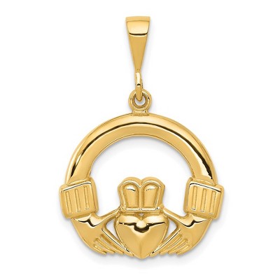 Black Bow Jewelry 14k Yellow Gold Claddagh Pendant, 20mm