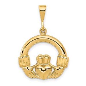 Black Bow Jewelry 14k Yellow Gold Claddagh Pendant, 20mm - 1 of 4