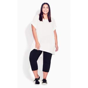 Women's Plus Size Cotton Cinch Capri - White