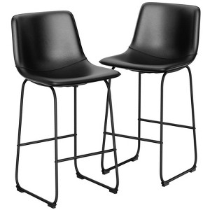 Gikpal Barstools, Counter Height Bar Stools with Back, Modern PU Leather Armless Chairs with Footrest and Metal Legs, for Kitchen Living Room Pub - 1 of 4