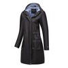 Women's Long Casual Trench Coat, Water-Resistant Hooded Solid Color Top with Striped Lining, Straight-Cut Outerwear - 3 of 4