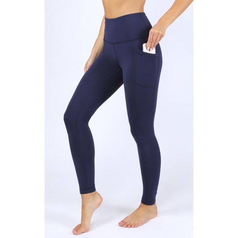 Yogalicious High Rise Squat Proof Criss Cross Ankle Leggings - Blue Fusion  - Large : Target