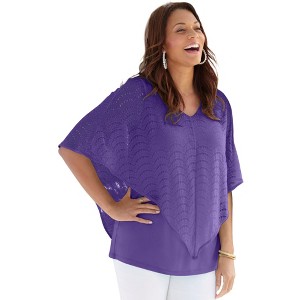 Catherines Women's Plus Size Crochet Duster Duet Top - 1 of 4