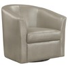 Leatherette and Wood Swivel Armchair with Barrel Back and Sloping Arms for Living Room - 2 of 4